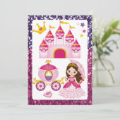 小さな女の子プリンセスキャッスル王室のバースデーパーティー 招待状 (スタンド正面)
