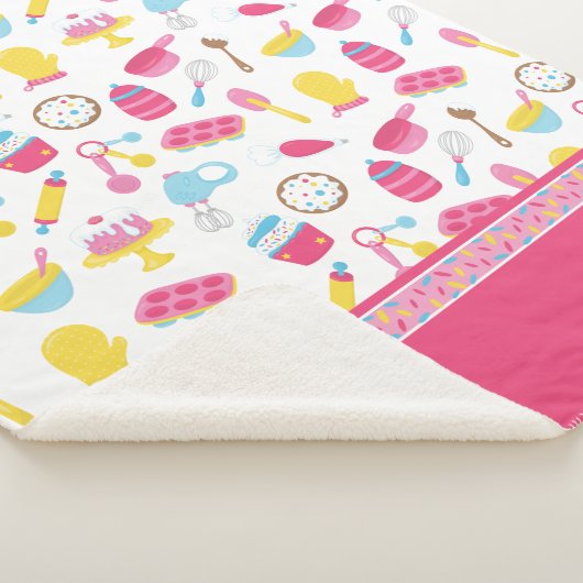 小さな女の子ベイカーピンク料理パターンシェフキッド シェルパブランケット (3/4)