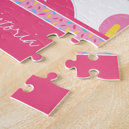 小さな女の子ベイカーピンク料理パターンシェフキッド ジグソーパズル (側面)