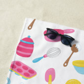 小さな女の子ベイカーピンク料理パターンシェフキッド ビーチタオル (インサイチュ)