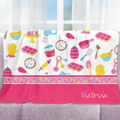 小さな女の子ベイカーピンク料理パターンシェフキッド フリースブランケット