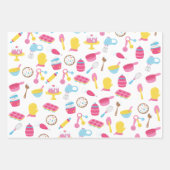 小さな女の子ベイカーピンク料理パターンシェフキッド ラッピングペーパーシート (正面)