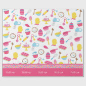 小さな女の子ベイカーピンク料理パターンシェフキッド ラッピングペーパー (フラット)