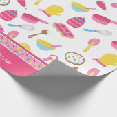 小さな女の子ベイカーピンク料理パターンシェフキッド ラッピングペーパー (角)