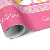 小さな女の子ベイカーピンク料理パターンシェフキッド ラッピングペーパー (ロールコーナー)