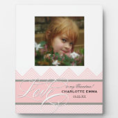 小さな女の子ベビーシックシェブロンモダンパーソナライズされた フォトプラーク (正面)