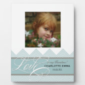 小さな女の子ベビーシックシェブロンモダンパーソナライズされた フォトプラーク (正面)