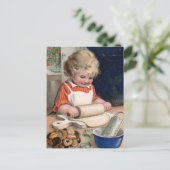 小さな女の子ベーキングクッキー ポストカード (スタンド正面)
