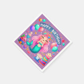 小さな女の子マーメイドバースデーパーティナプキンズ スタンダードカクテルナプキン (角)