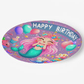 小さな女の子マーメイドバースデーパーティー紙プレート ペーパープレート (アングル)