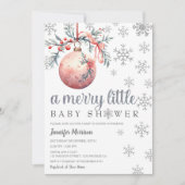 小さな女の子メリー冬の赤ちゃんシャワー招待状 招待状 (正面)