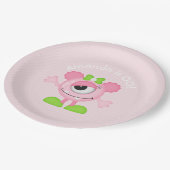 小さな女の子モンスターをテーマにしたパーティー パーソナライズされた ペーパープレート (アングル)