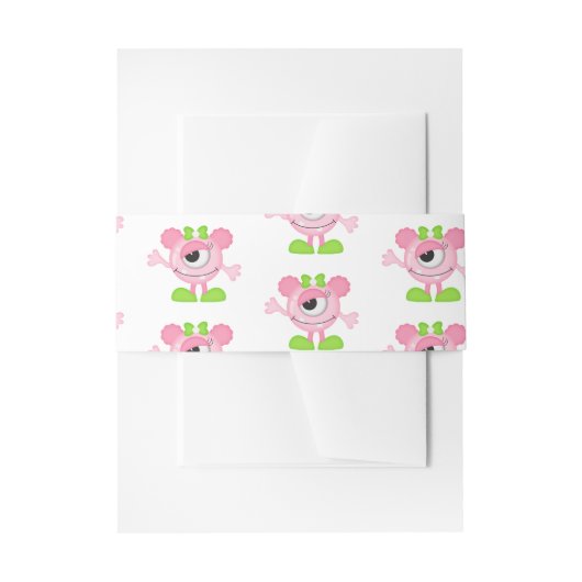 小さな女の子モンスターをテーマにしたパーティー 招待状ベリーバンド (正面例)