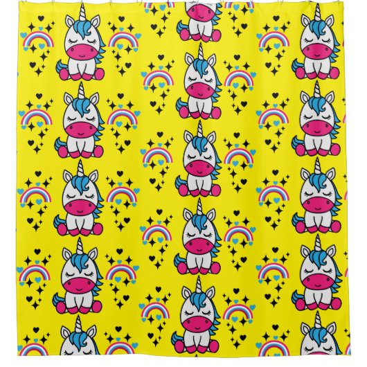 小さな女の子ユニコーンポニー シャワーカーテン (正面)