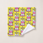 小さな女の子ユニコーンポニー バスタオルセット (ウォッシュタオル)