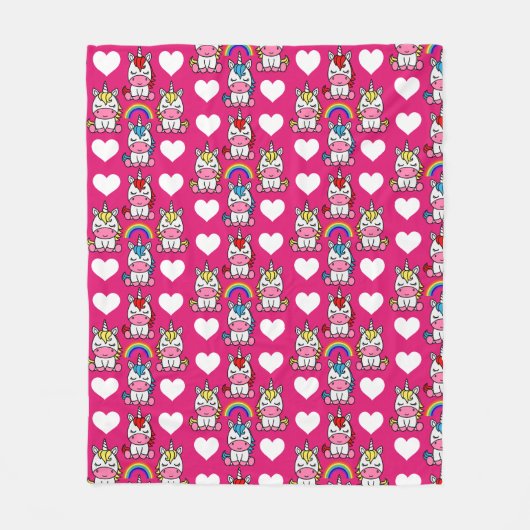 小さな女の子ユニコーンポニー フリースブランケット (正面)