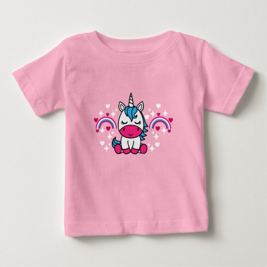 小さな女の子ユニコーンポニー ベビーTシャツ (正面)