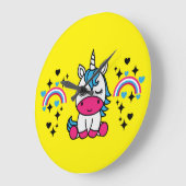 小さな女の子ユニコーンポニー ラージ壁時計 (傾斜)