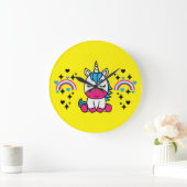 小さな女の子ユニコーンポニー ラージ壁時計 (ホーム)