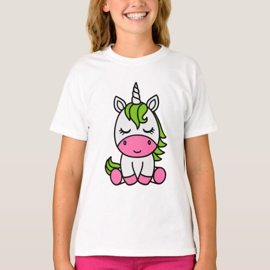 小さな女の子ユニコーンポニー Tシャツ (正面)