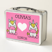 小さな女の子ユニコーン新学期 メタルランチボックス (裏面)