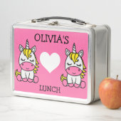 小さな女の子ユニコーン新学期 メタルランチボックス (インサイチュ)