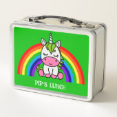 小さな女の子ユニコーン新学期 メタルランチボックス (裏面)
