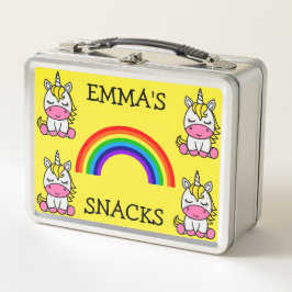 小さな女の子ユニコーン新学期 メタルランチボックス