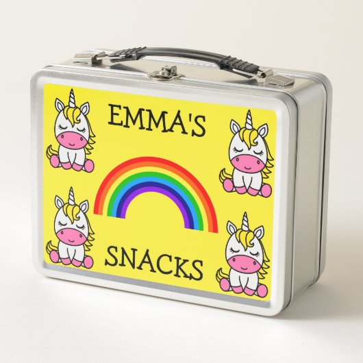 小さな女の子ユニコーン新学期 メタルランチボックス (正面)