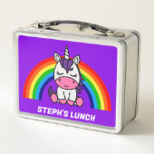 小さな女の子ユニコーン新学期 メタルランチボックス (裏面)
