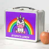 小さな女の子ユニコーン新学期 メタルランチボックス (インサイチュ)