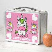 小さな女の子ユニコーン新学期 メタルランチボックス (インサイチュ)