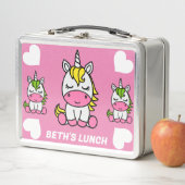 小さな女の子ユニコーン新学期 メタルランチボックス (インサイチュ)