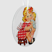 小さな女の子レトロヴィンテージ人形の子供 オーナメント (正面)