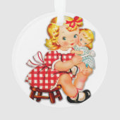 小さな女の子レトロヴィンテージ人形の子供 オーナメント (裏面)
