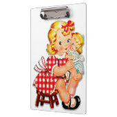 小さな女の子レトロヴィンテージ人形の子供 クリップボード (左)