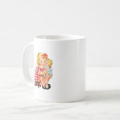 小さな女の子レトロヴィンテージ人形の子供 コーヒーマグカップ (正面左)