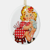 小さな女の子レトロヴィンテージ人形の子供 セラミックオーナメント (右)