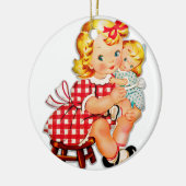 小さな女の子レトロヴィンテージ人形の子供 セラミックオーナメント (左)