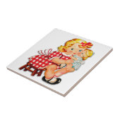 小さな女の子レトロヴィンテージ人形の子供 タイル (側面)