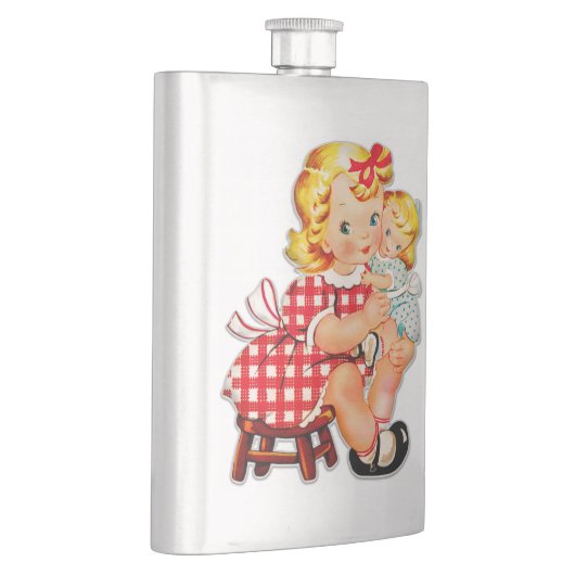 小さな女の子レトロヴィンテージ人形の子供 フラスク (右)