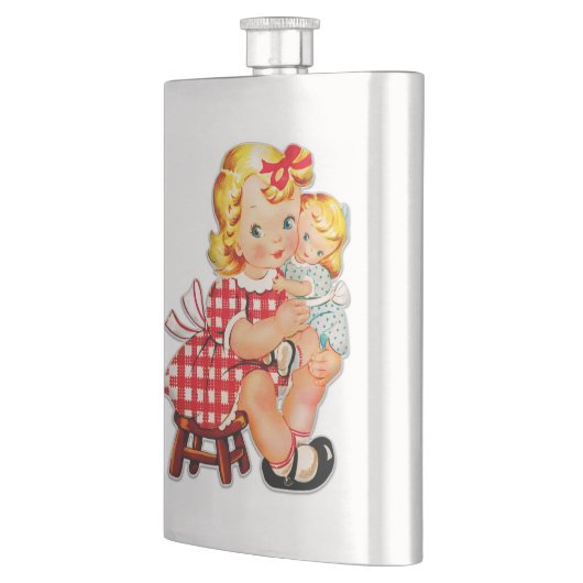 小さな女の子レトロヴィンテージ人形の子供 フラスク (左)