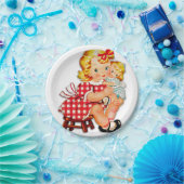 小さな女の子レトロヴィンテージ人形の子供 ペーパープレート (パーティー)