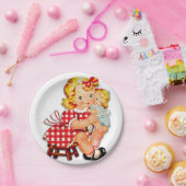 小さな女の子レトロヴィンテージ人形の子供 ペーパープレート (パーティー)