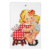 小さな女の子レトロヴィンテージ人形の子供 ミニクリップボード (裏面)