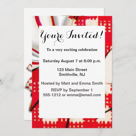 小さな女の子レトロヴィンテージ人形の子供 招待状 (正面/裏面)