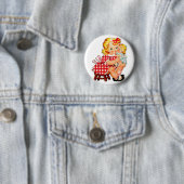 小さな女の子レトロヴィンテージ人形の子供 缶バッジ (インサイチュ)