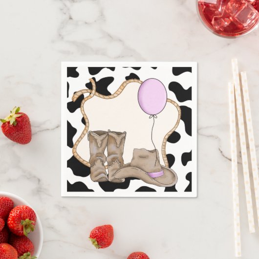 小さな女の子ロデオをテーマにした誕生日ナプキンス スタンダードカクテルナプキン (インサイチュ)