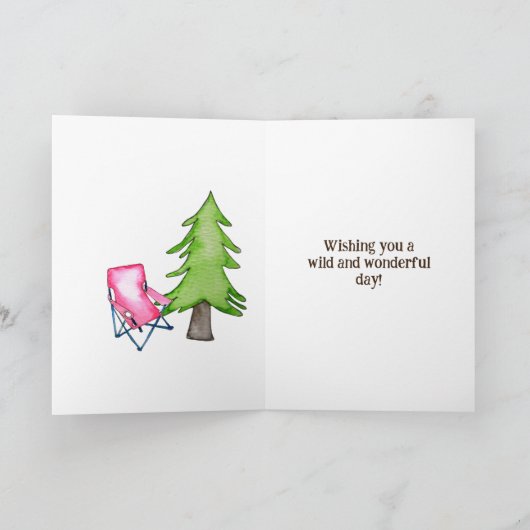 小さな女の子ワンハッピーキャンパーファースト誕生日 カード (内部)