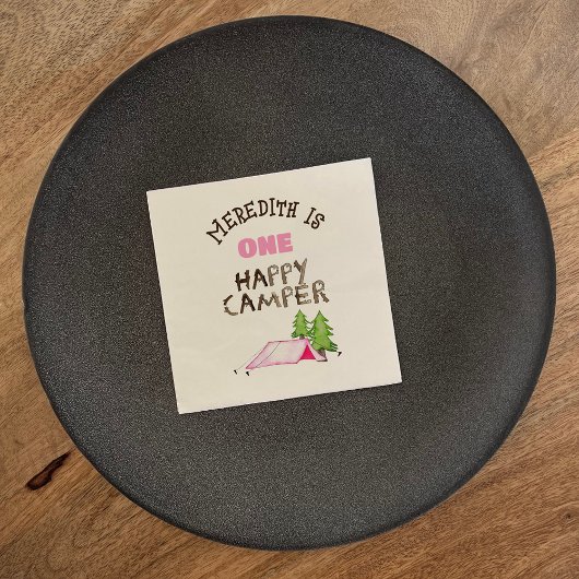 小さな女の子ワンハッピーキャンパーファーバースデーパーティー スタンダードカクテルナプキン